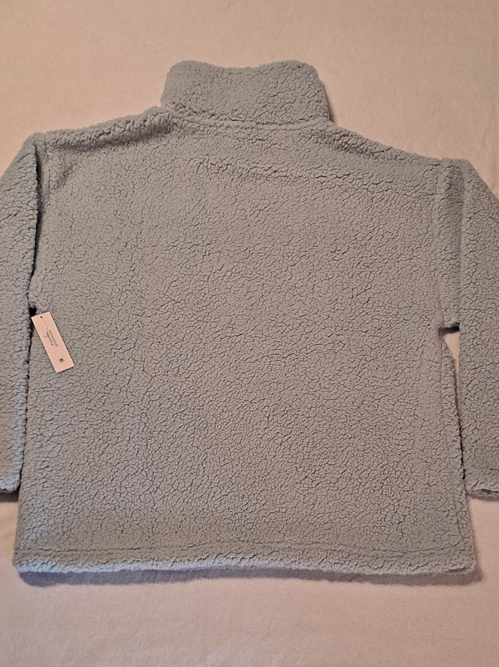 Peanuts Embroidered Light Blue and Navy Sherpa Zip-Up Pullover Size Medium - Picture 9 of 9